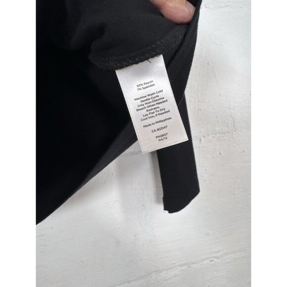 Talbots Petite MP Black Split Neck Top Buttery Soft Rayon‎ Blend Long Sleeve Tee - Picture 4 of 6